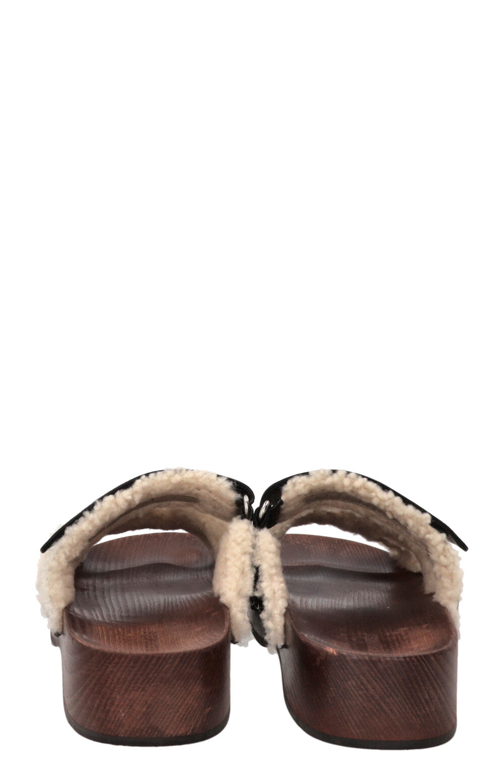 HERMÈS Kos Shearling Clogs Leather Black