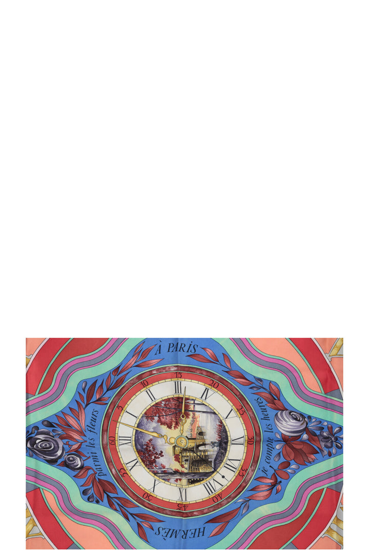 HERMÈS Carré 90 La Ronde des Heures en soie multicolore