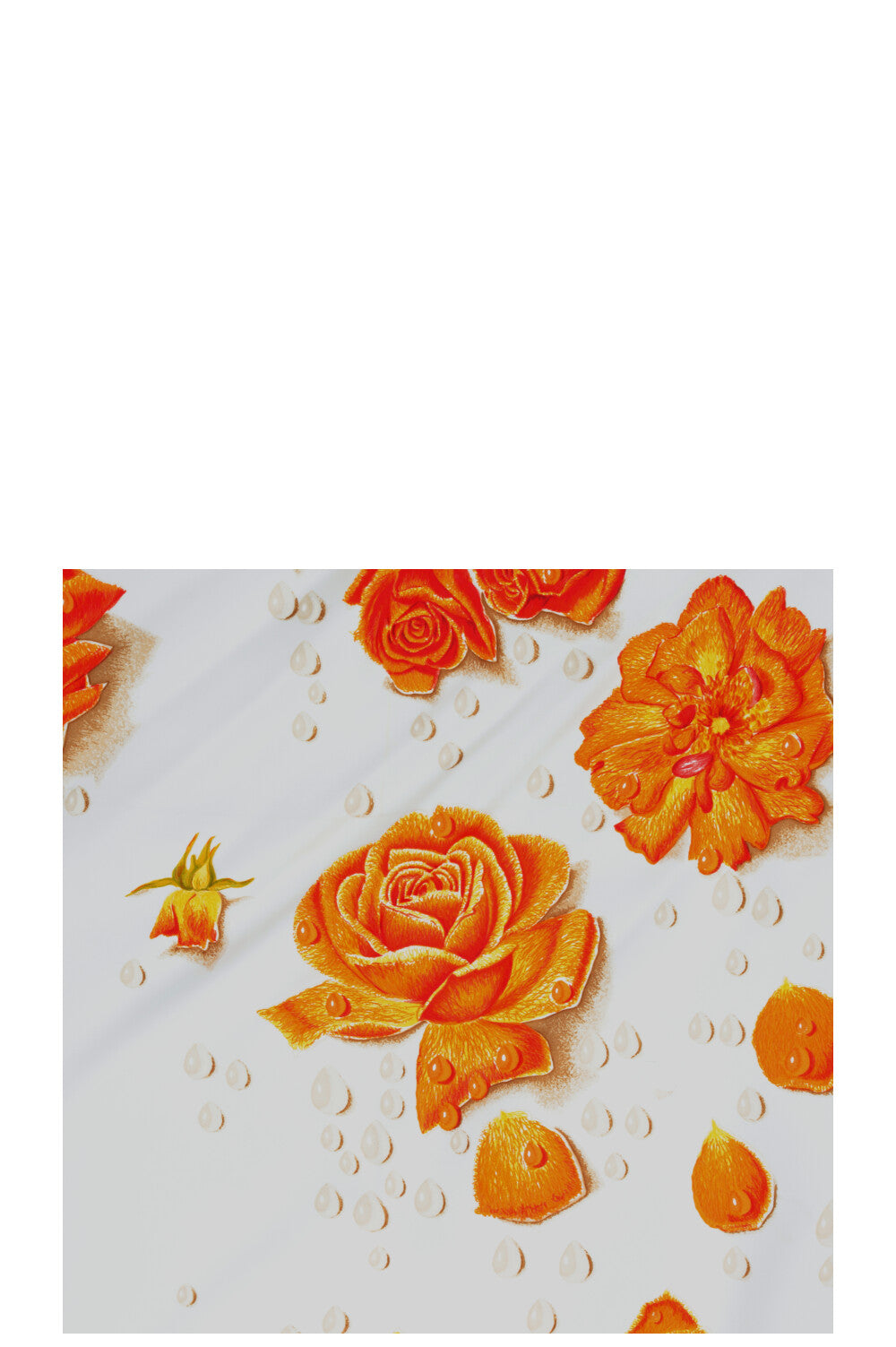 HERMÈS La Rosée Carré 90 Silk Beige White Red