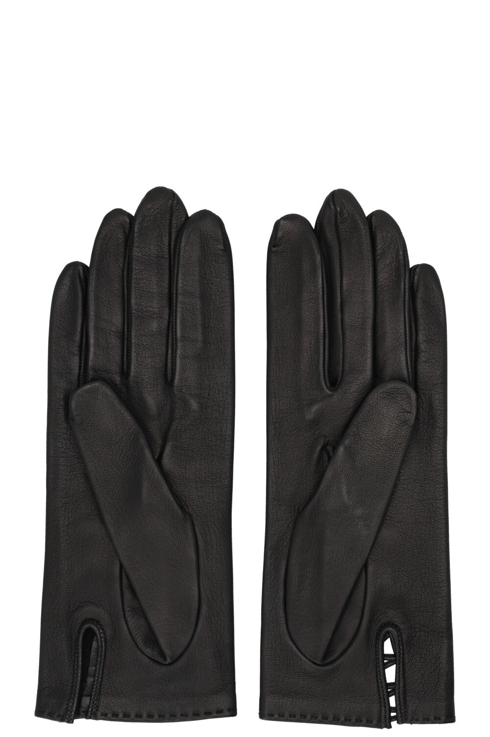 HERMÈS Lace Up Bow Gloves Leather Black