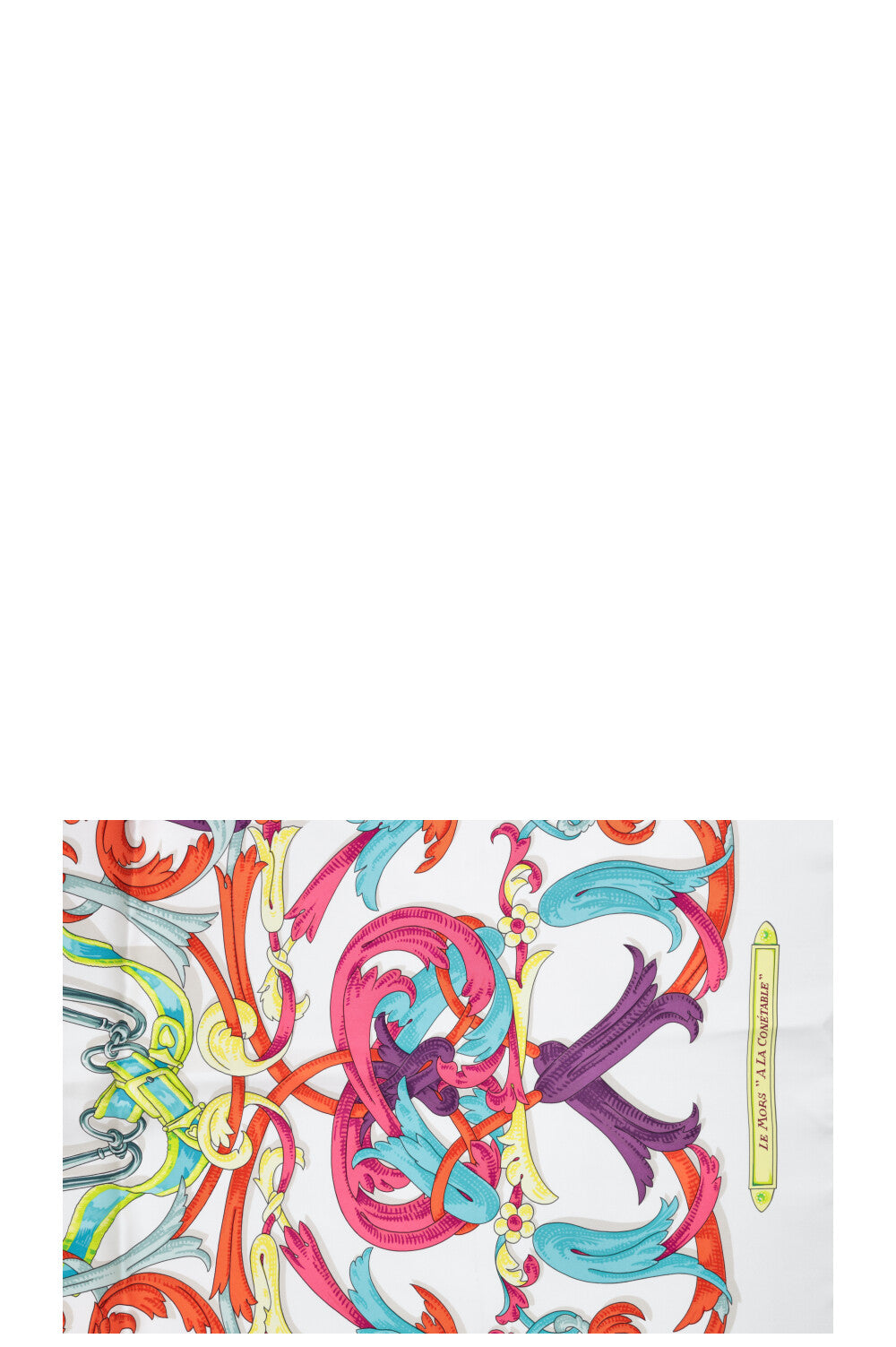 HERMÈS Le Mors A La Connetable 90 Scarf Silk White