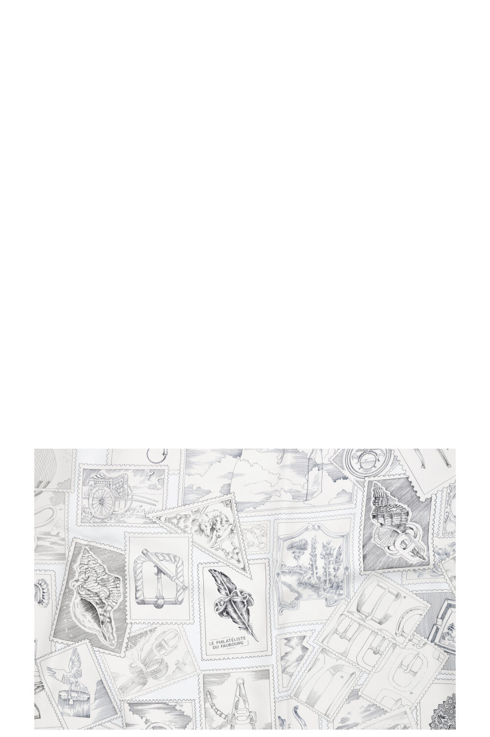 HERMÈS Le Philatèliste Du Faubourg 90 Carrè Silk White