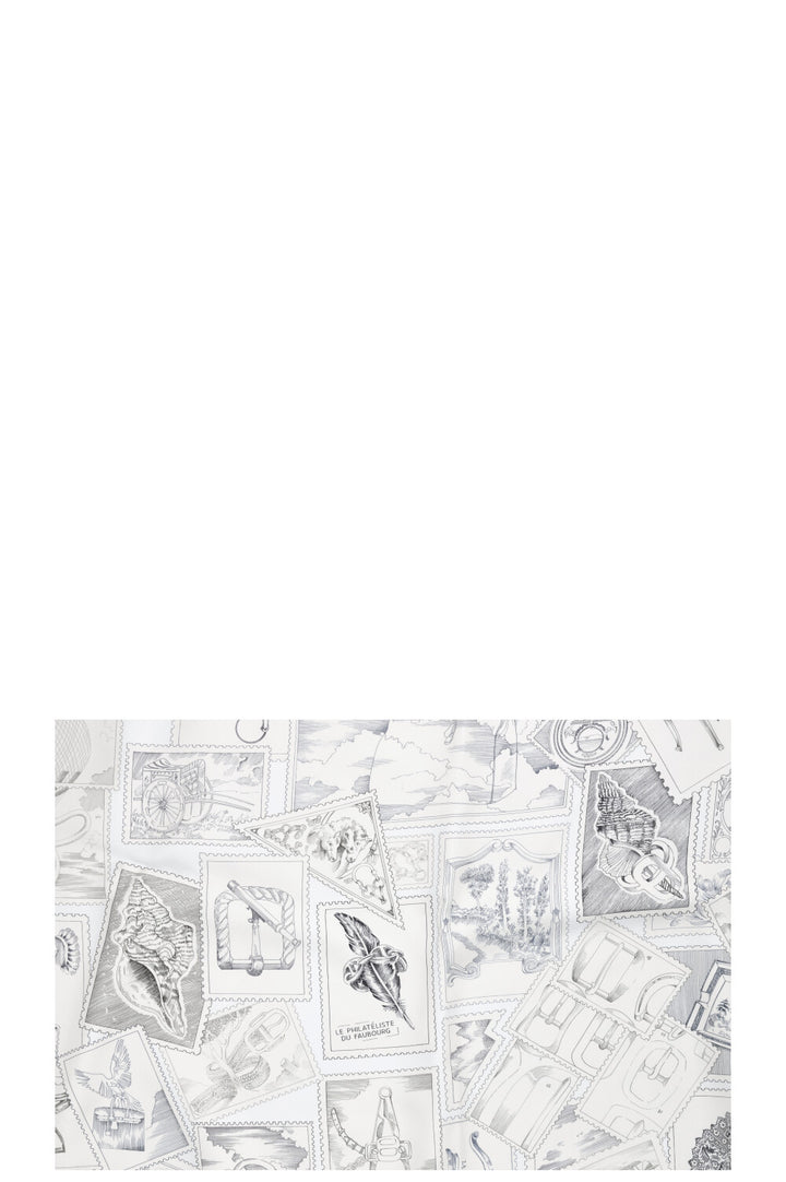 HERMÈS Le Philatèliste Du Faubourg 90 Carrè Silk White