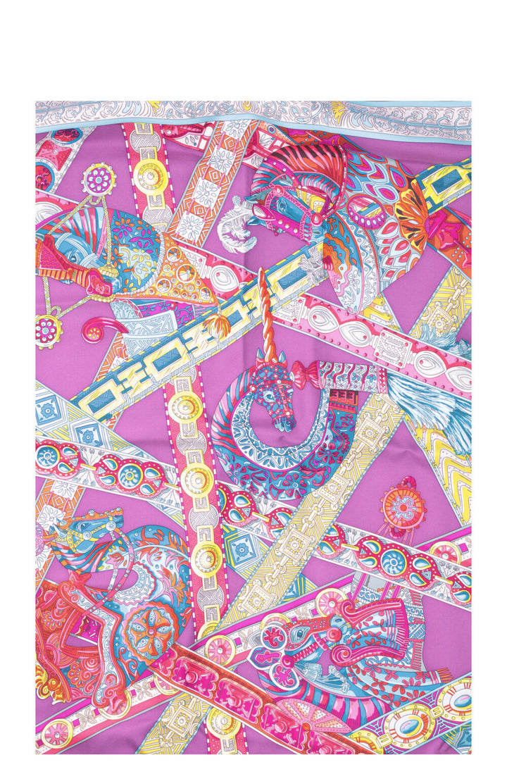 HERMÈS Le Songe De La Licorne Carré 90 Silk Blue