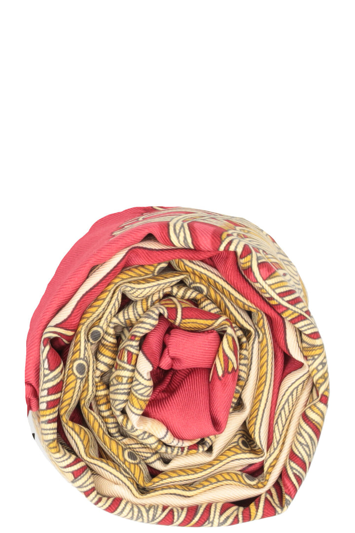HERMÈS Les Plaisirs Du Froid Carré 90 Silk Red