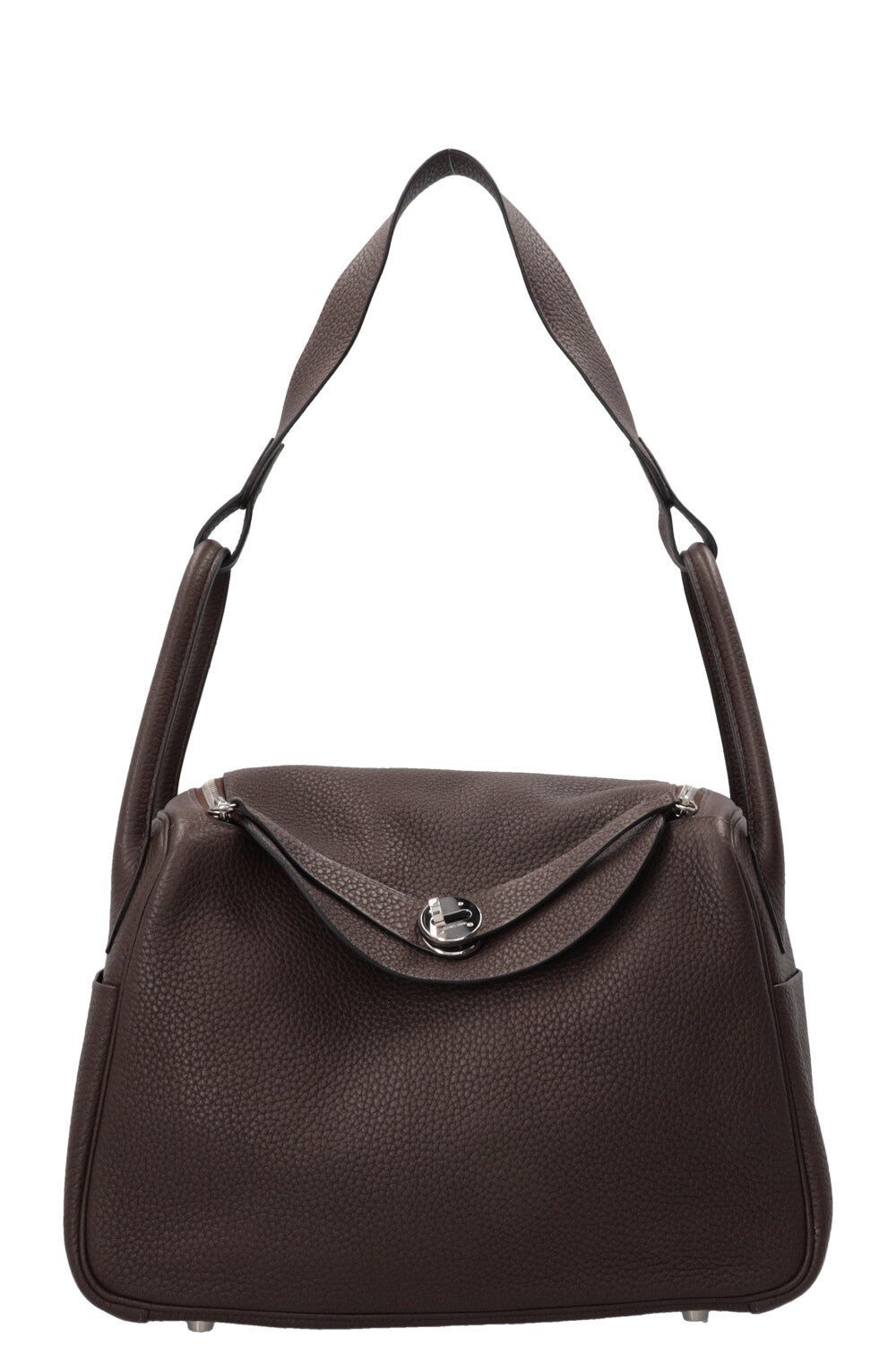 HERMÈS Lindy 30 Clemence Chocolate Palladium