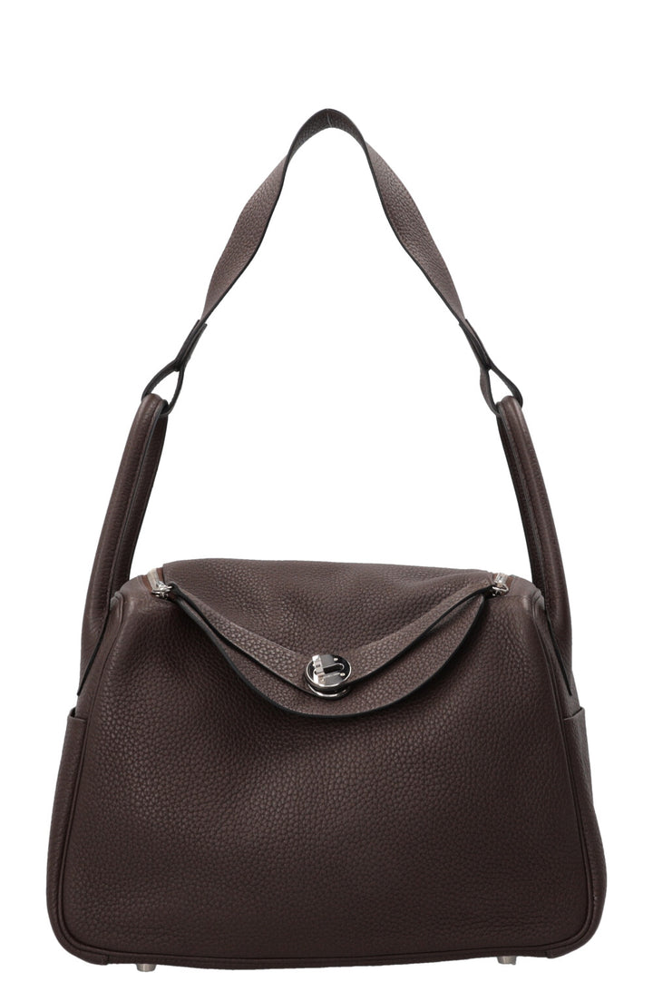 HERMÈS Lindy 30 Clemence Chocolate Palladium