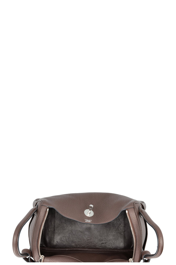 HERMÈS Lindy 30 Clemence Chocolate Palladium