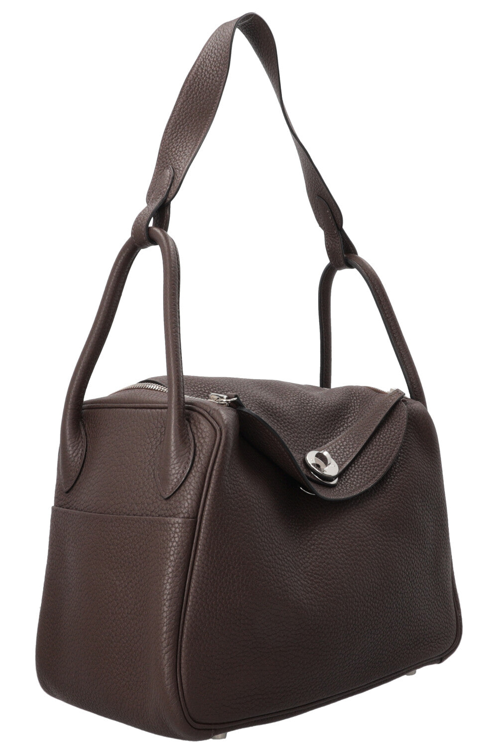 HERMÈS Lindy 30 Clemence Chocolate Palladium