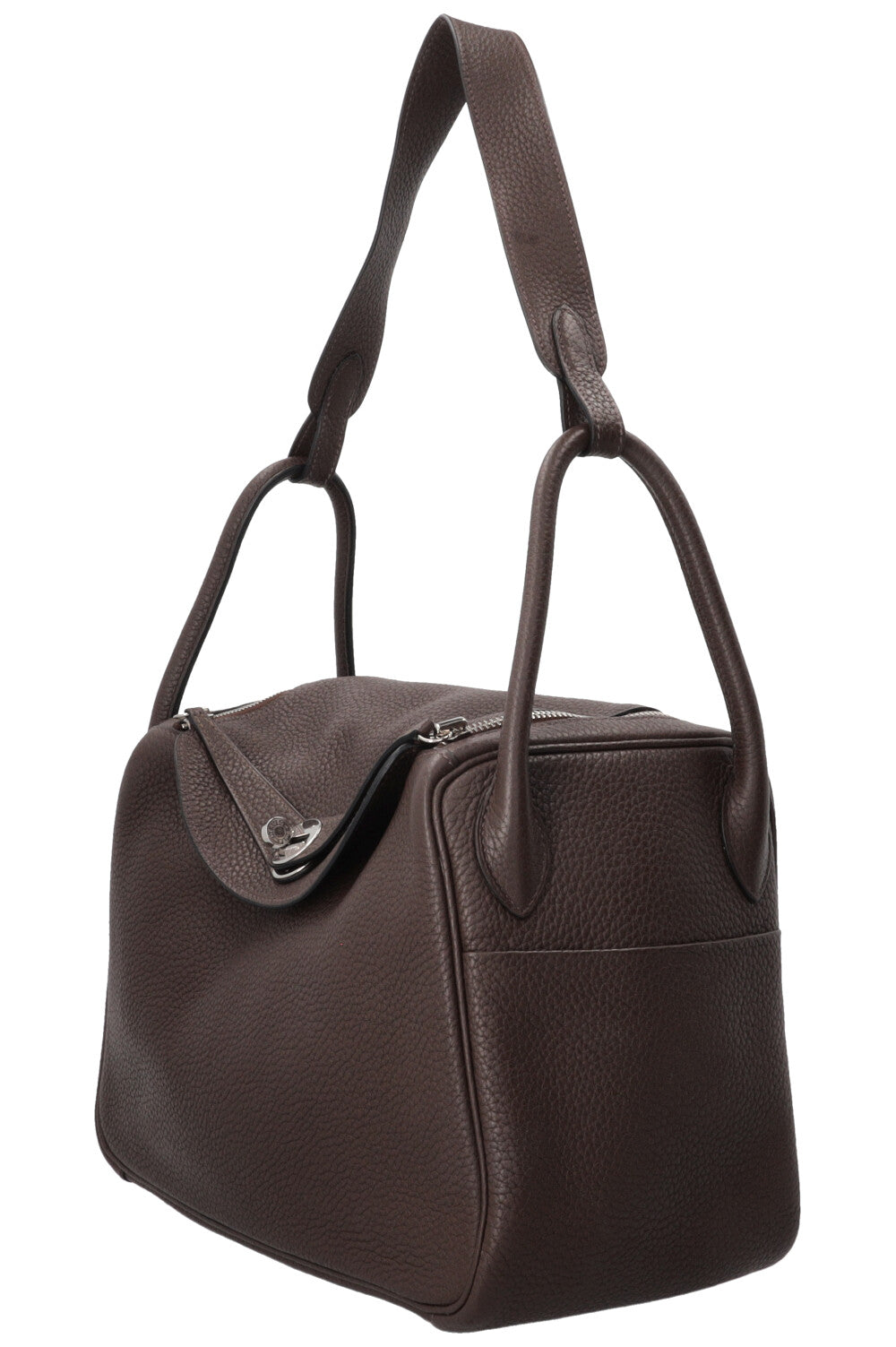 HERMÈS Lindy 30 Clemence Chocolate Palladium