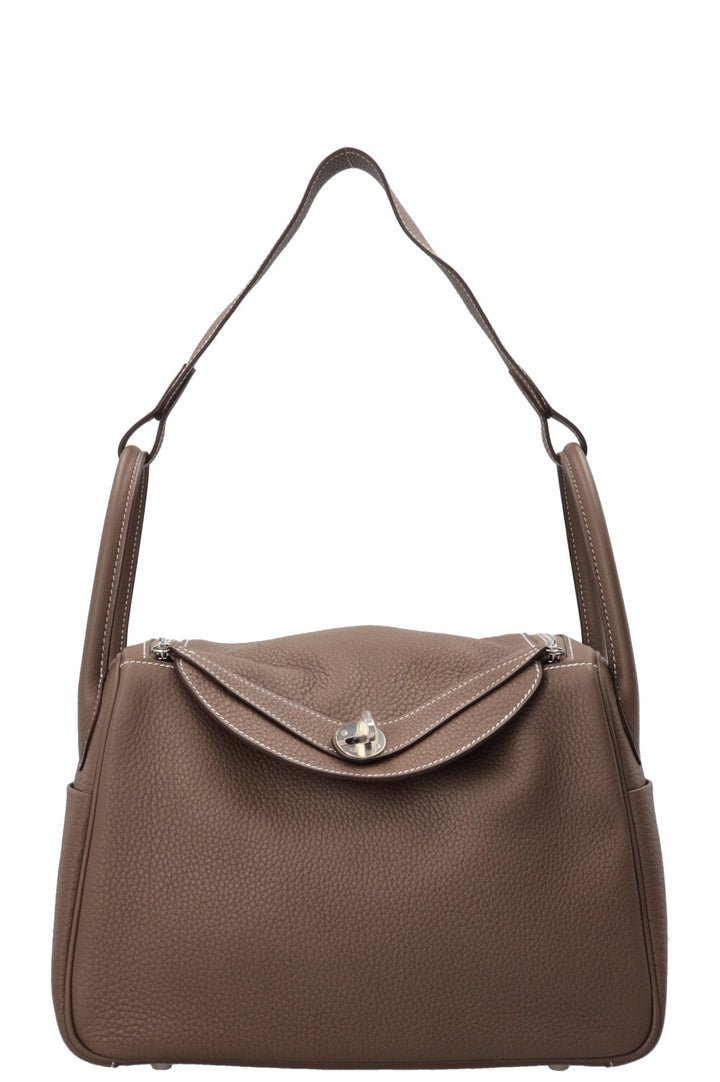 HERMÈS Lindy 30 Clemence Étoupe Palladium