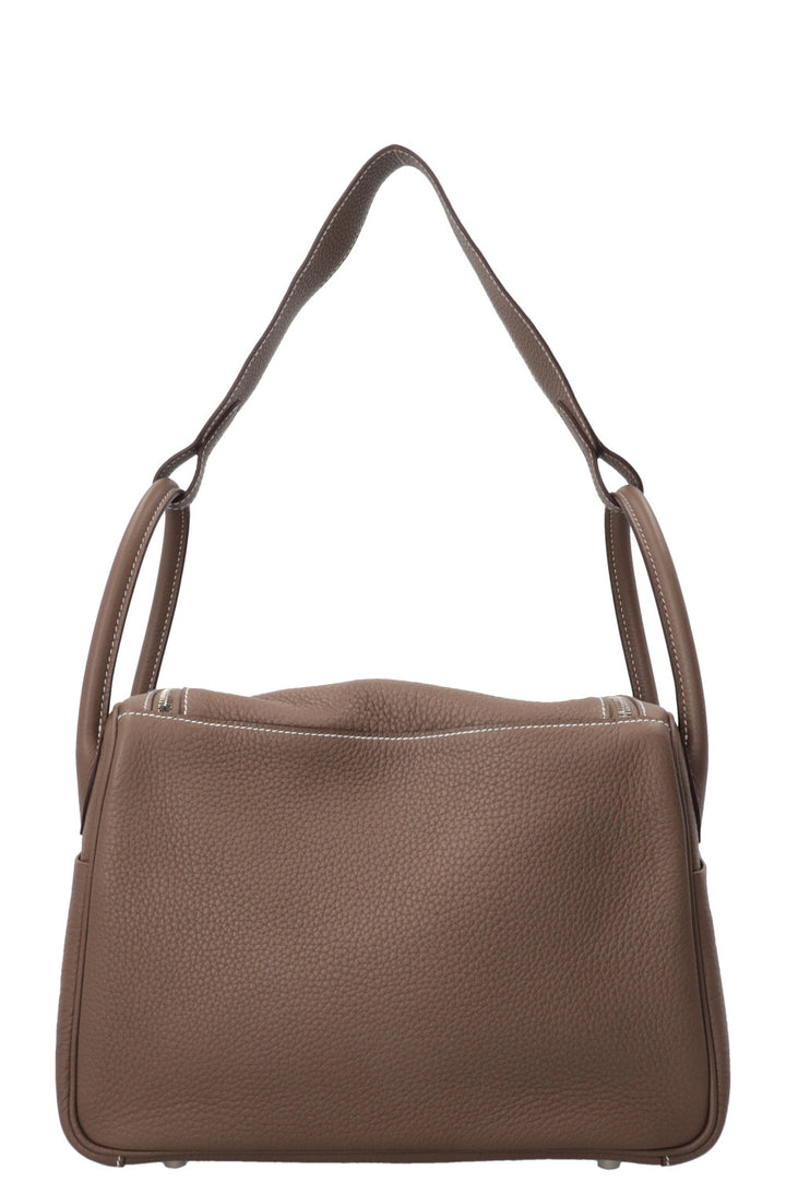 HERMÈS Lindy 30 Clemence Étoupe Palladium