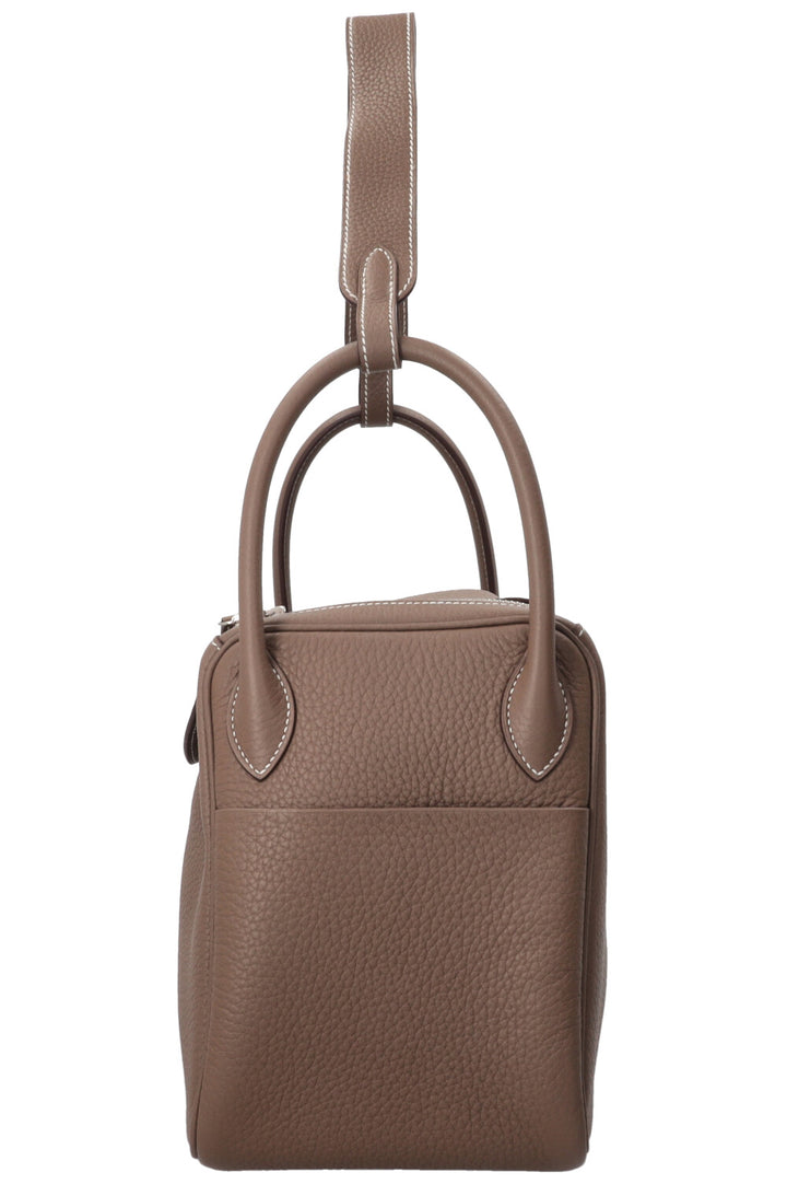 HERMÈS Lindy 30 Clemence Étoupe Palladium