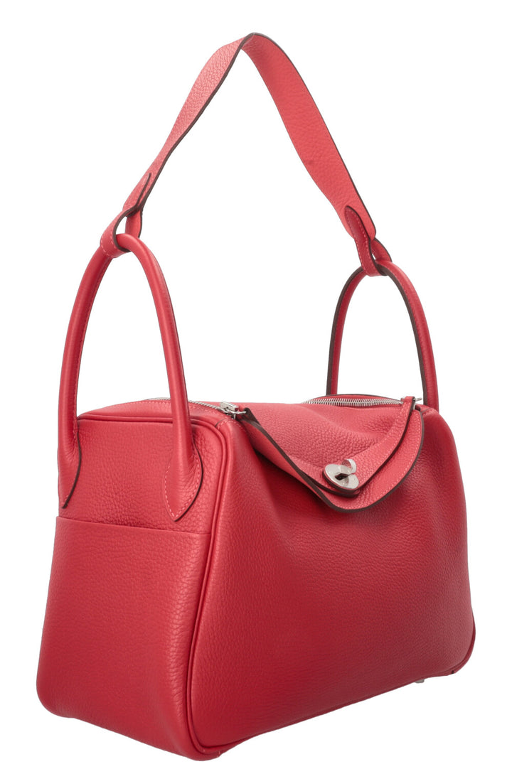 HERMÈS Lindy 30 Verso Clemence Rouge Salmon