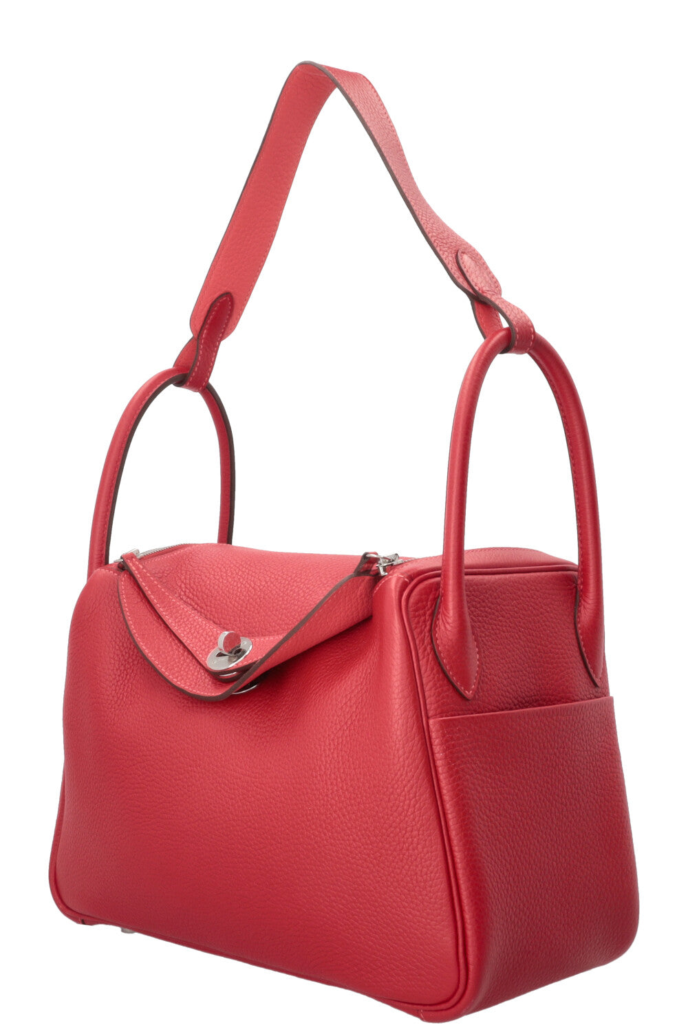 HERMÈS Lindy 30 Verso Clemence Rouge Salmon