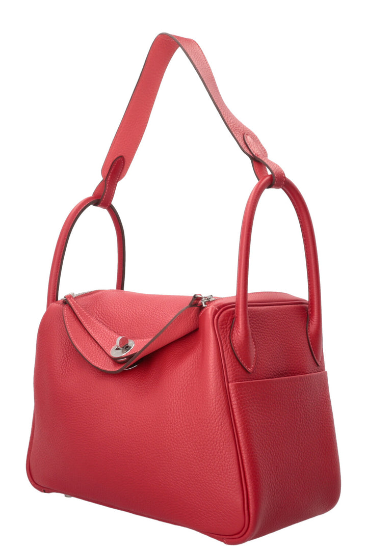 HERMÈS Lindy 30 Verso Clemence Rouge Salmon