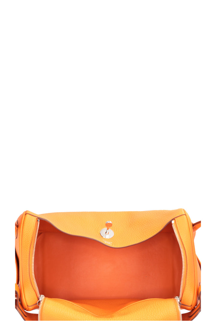 HERMÈS Lindy 34 Clemence Orange Palladium