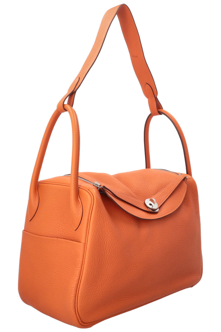 HERMÈS Lindy 34 Clemence Orange Palladium
