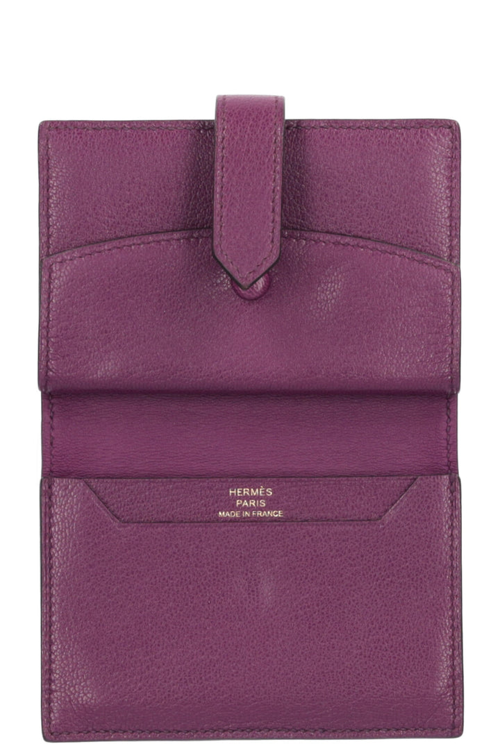 HERMÈS Mini Bearn Compact Wallet with Coin Compartment  Chèvre Anemone