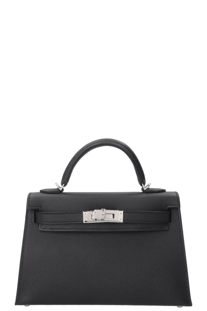 HERMÈS Mini Kelly Sellier Epsom Palladium Noir