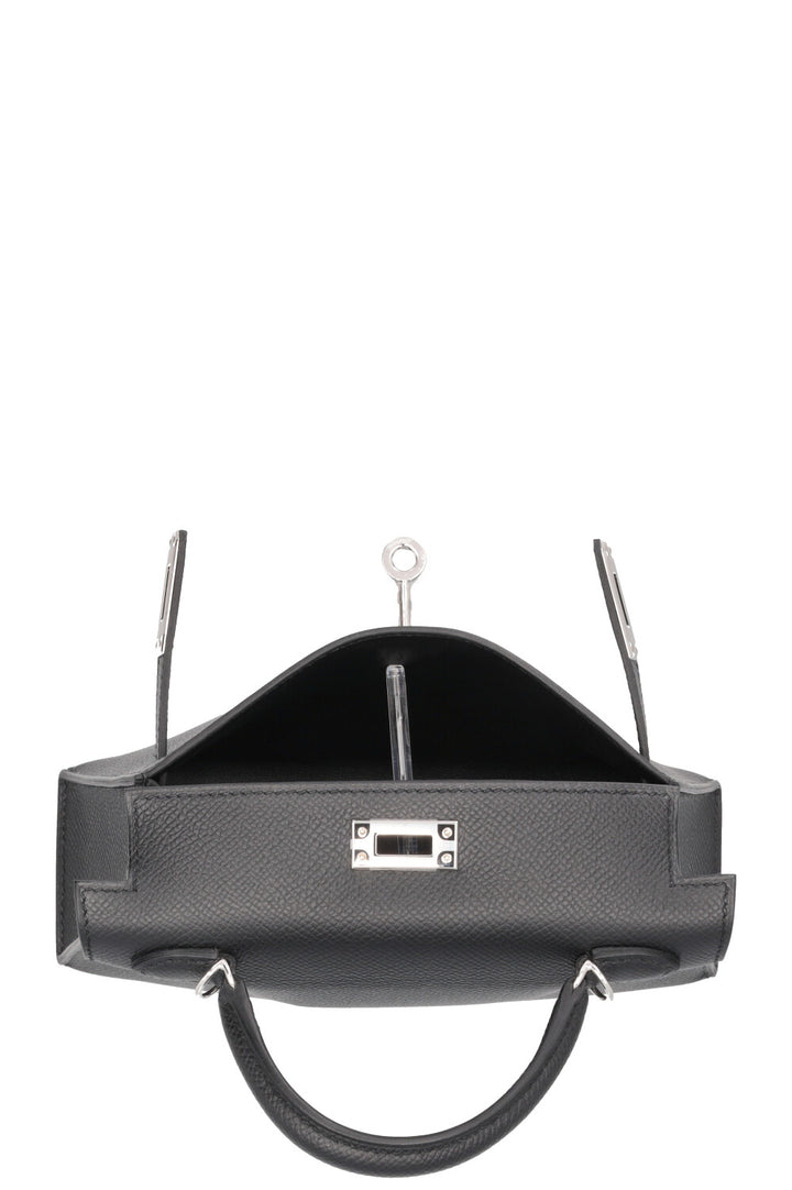 HERMÈS Mini Kelly Sellier Epsom Palladium Noir