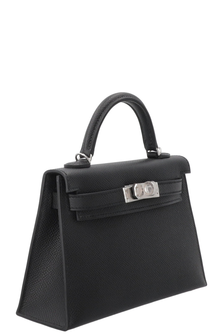 HERMÈS Mini Kelly Sellier Epsom Palladium Noir