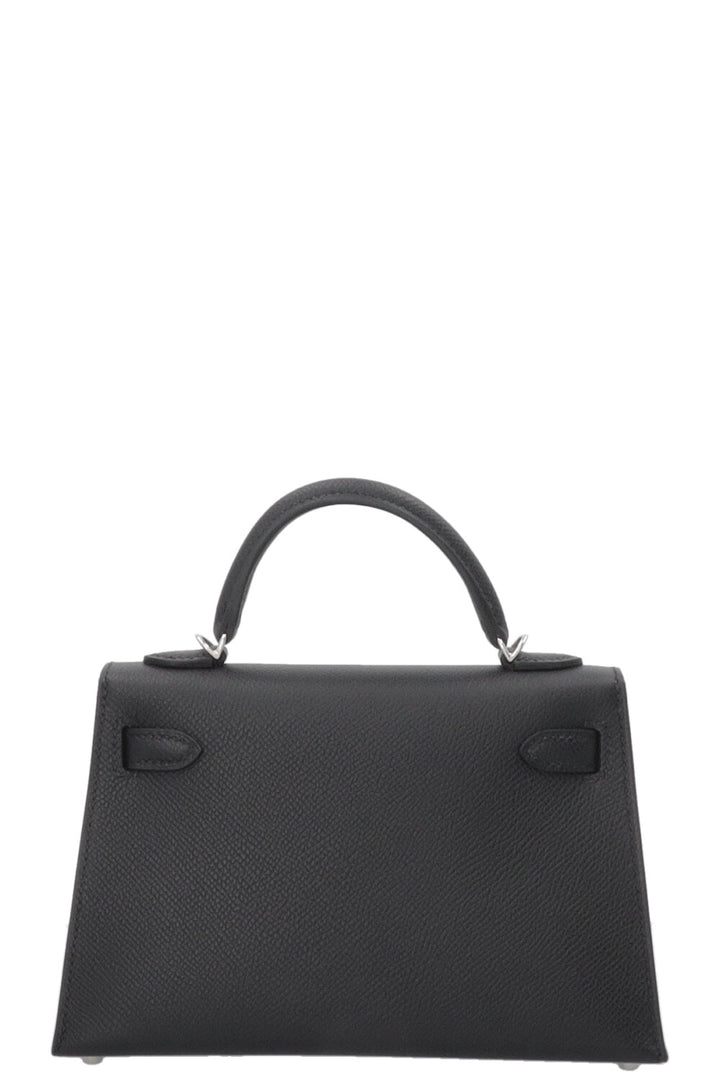 HERMÈS Mini Kelly Sellier Epsom Palladium Noir