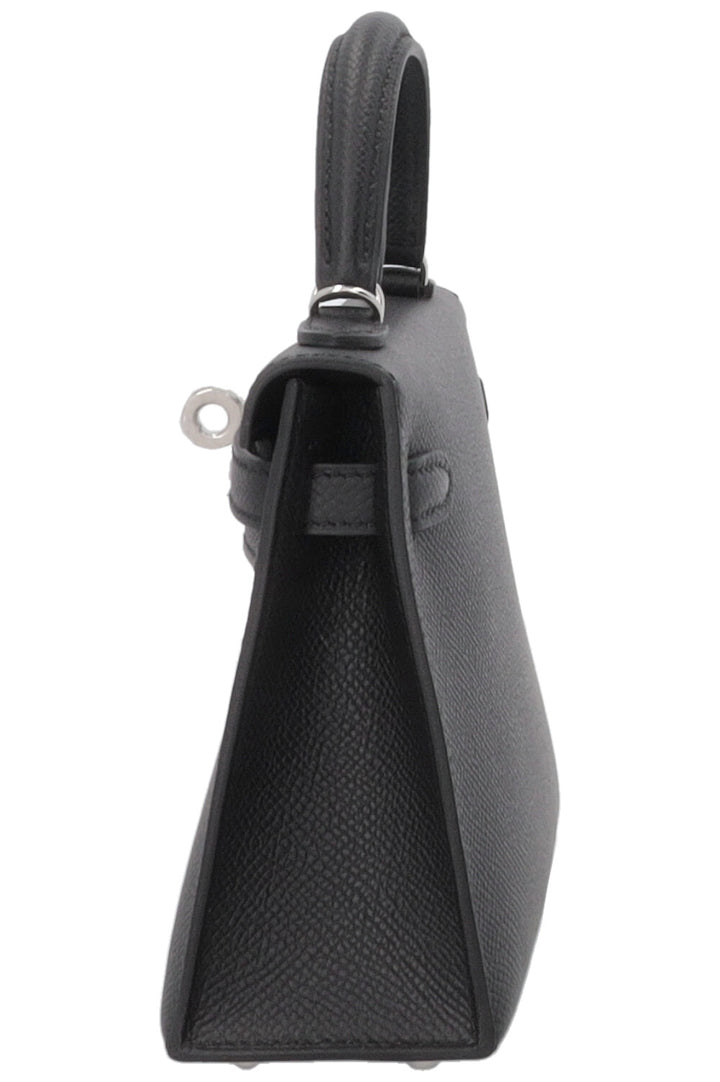 HERMÈS Mini Kelly Sellier Epsom Palladium Noir