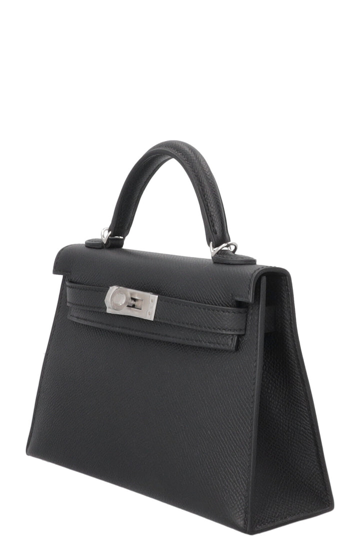 HERMÈS Mini Kelly Sellier Epsom Palladium Noir
