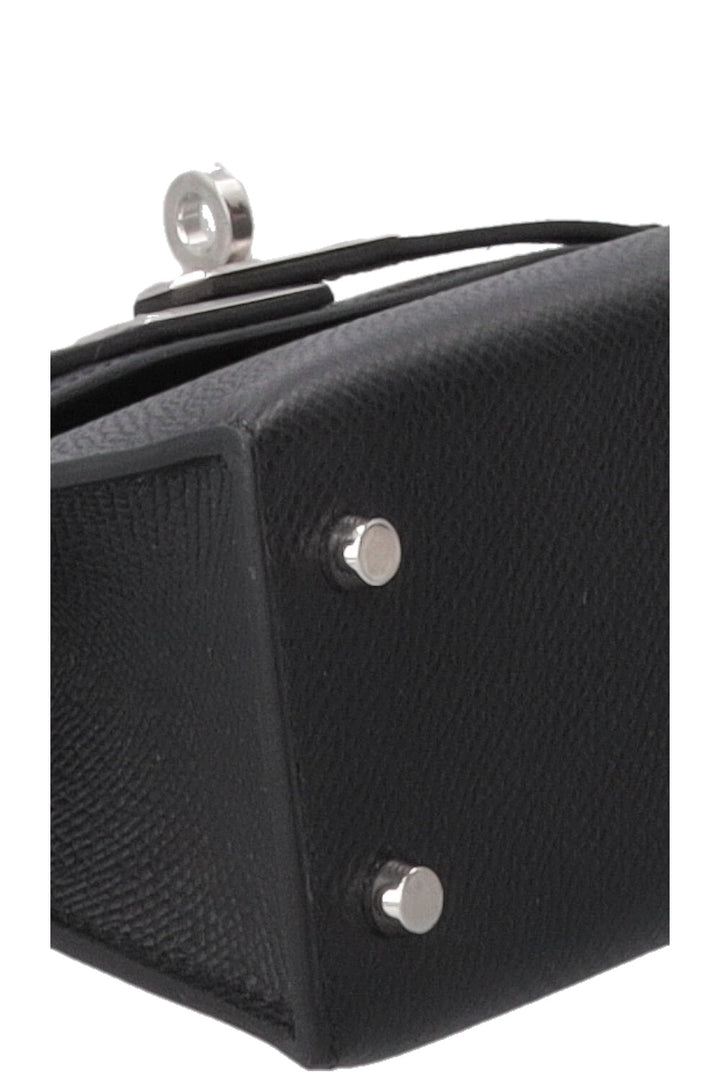 HERMÈS Mini Kelly Sellier Epsom Palladium Noir