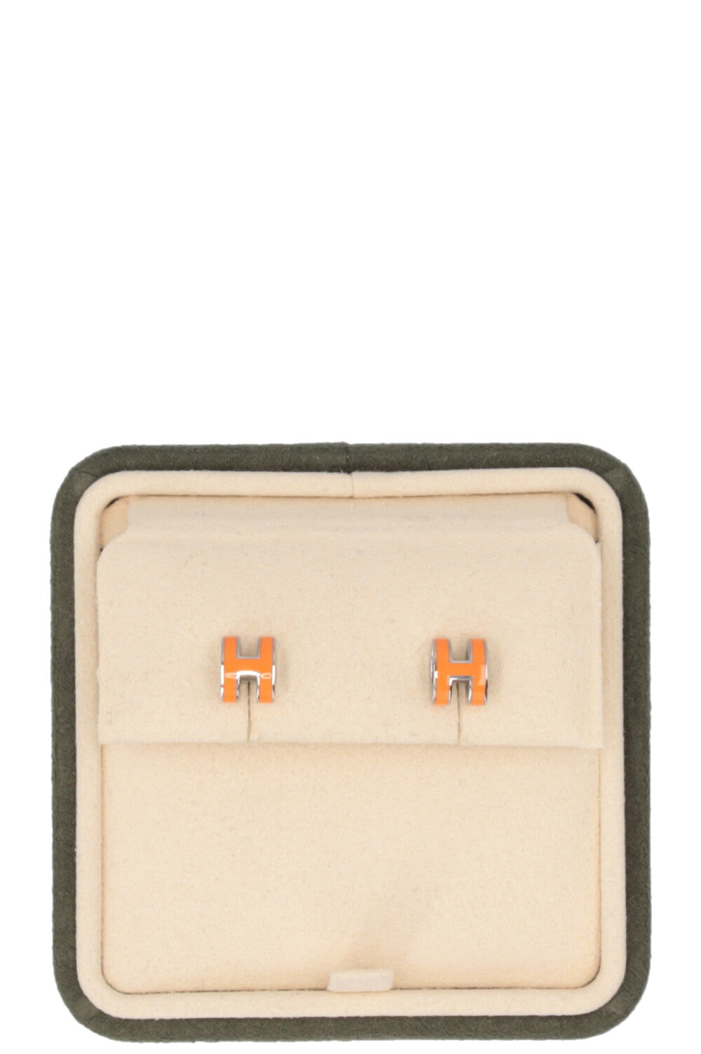 HERMÈS Mini Pop H Earrings Palladium Orange