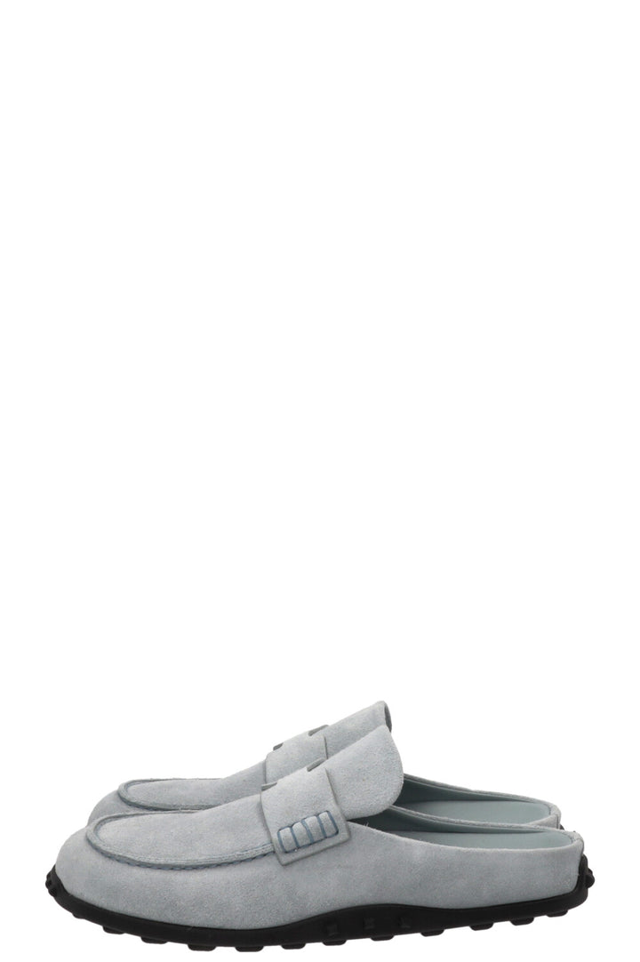 HERMÈS Mix Mules Suede Bleu Glacier