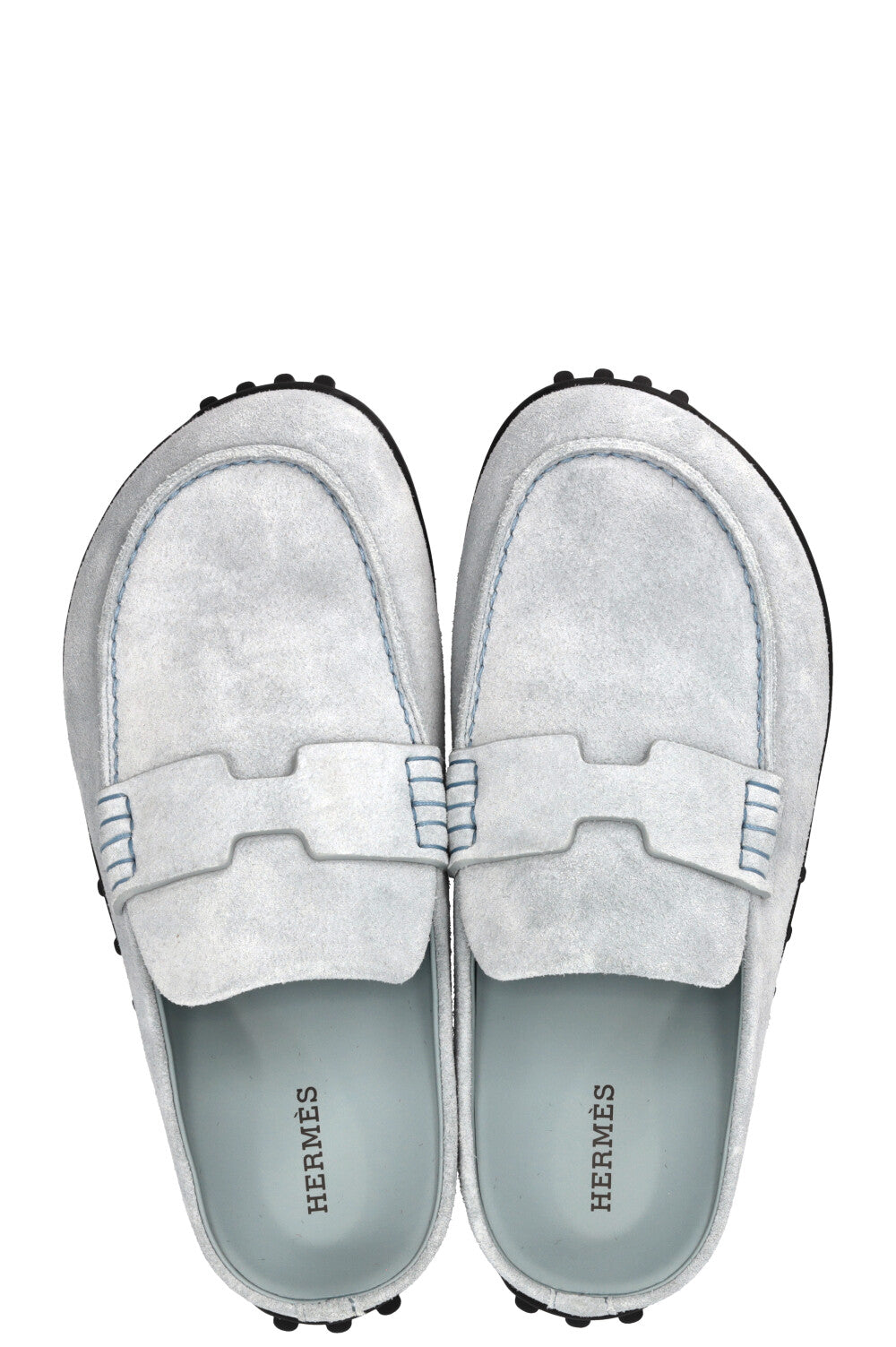 HERMÈS Mix Mules Suede Bleu Glacier