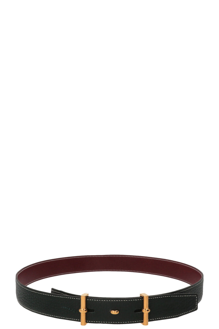 HERMÈS Mors Reversible Belt Leather Green Burgundy
