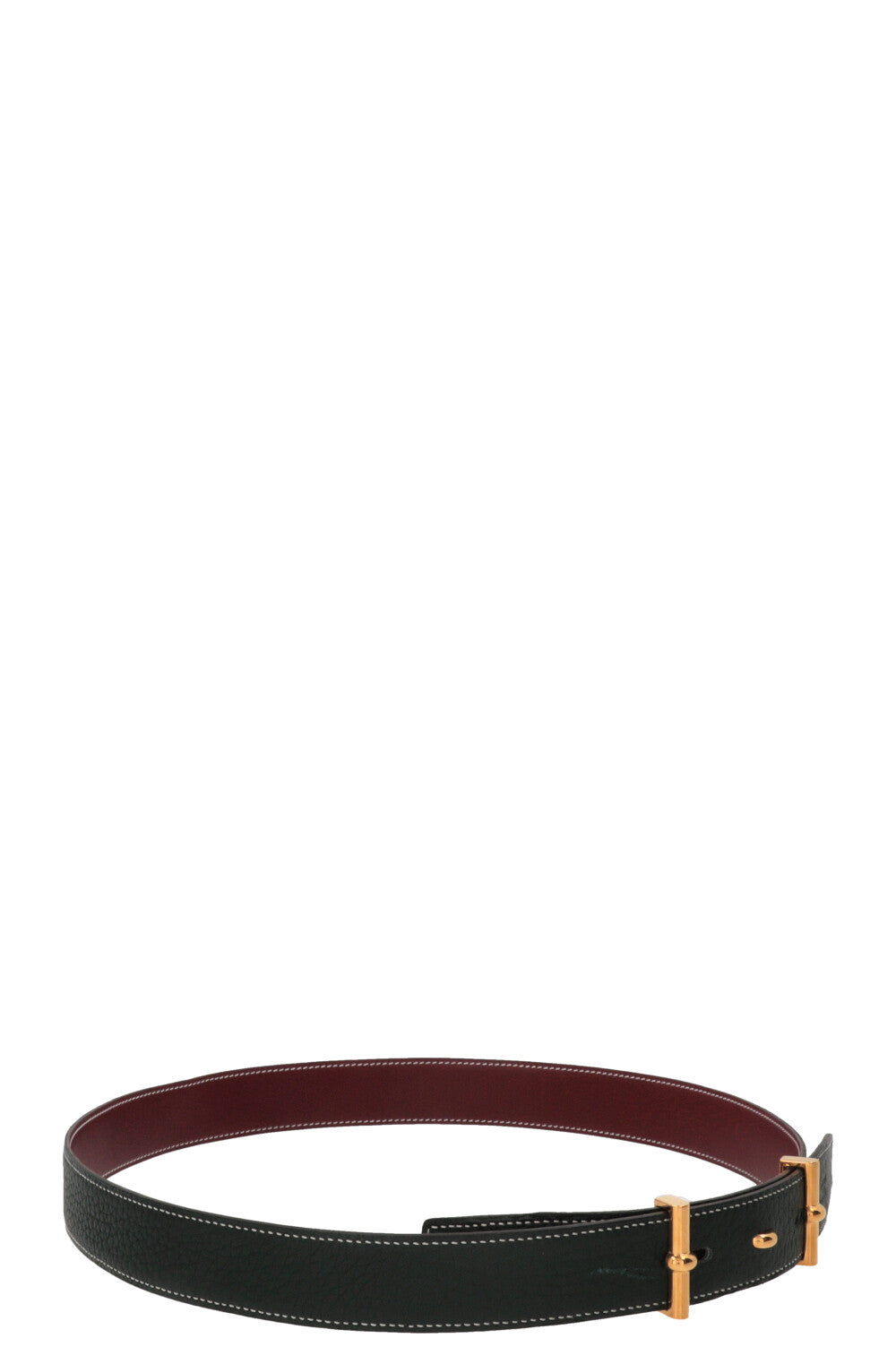 HERMÈS Mors Reversible Belt Leather Green Burgundy