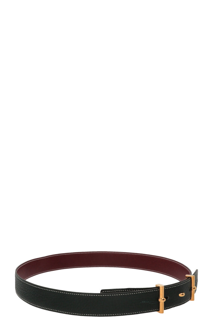 HERMÈS Mors Reversible Belt Leather Green Burgundy