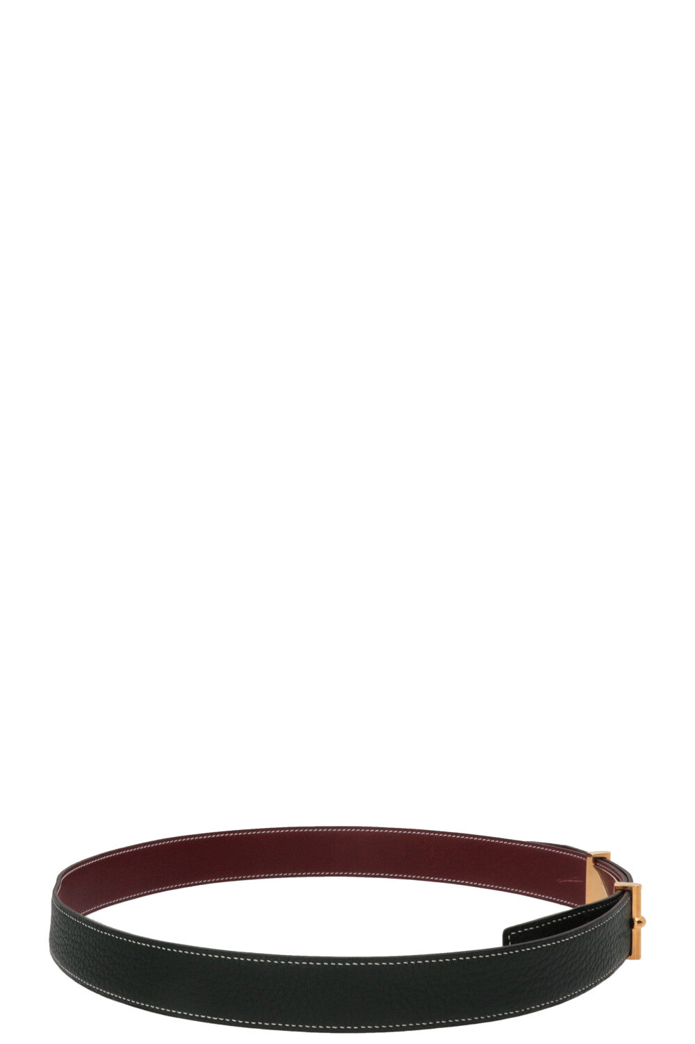 HERMÈS Mors Reversible Belt Leather Green Burgundy