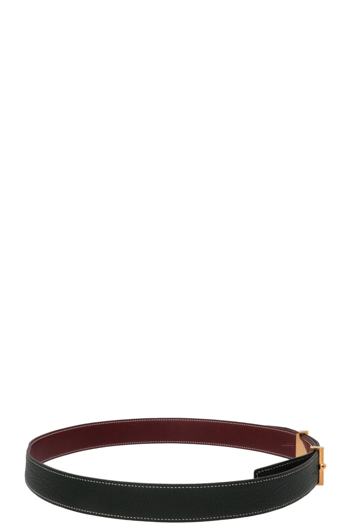 HERMÈS Mors Reversible Belt Leather Green Burgundy