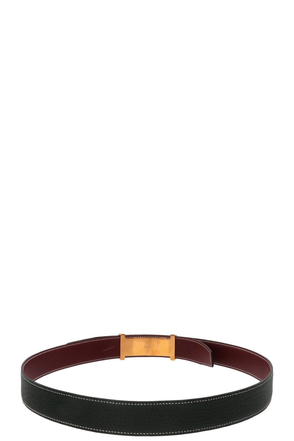 HERMÈS Mors Reversible Belt Leather Green Burgundy