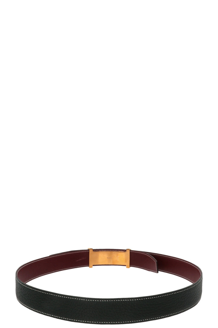 HERMÈS Mors Reversible Belt Leather Green Burgundy