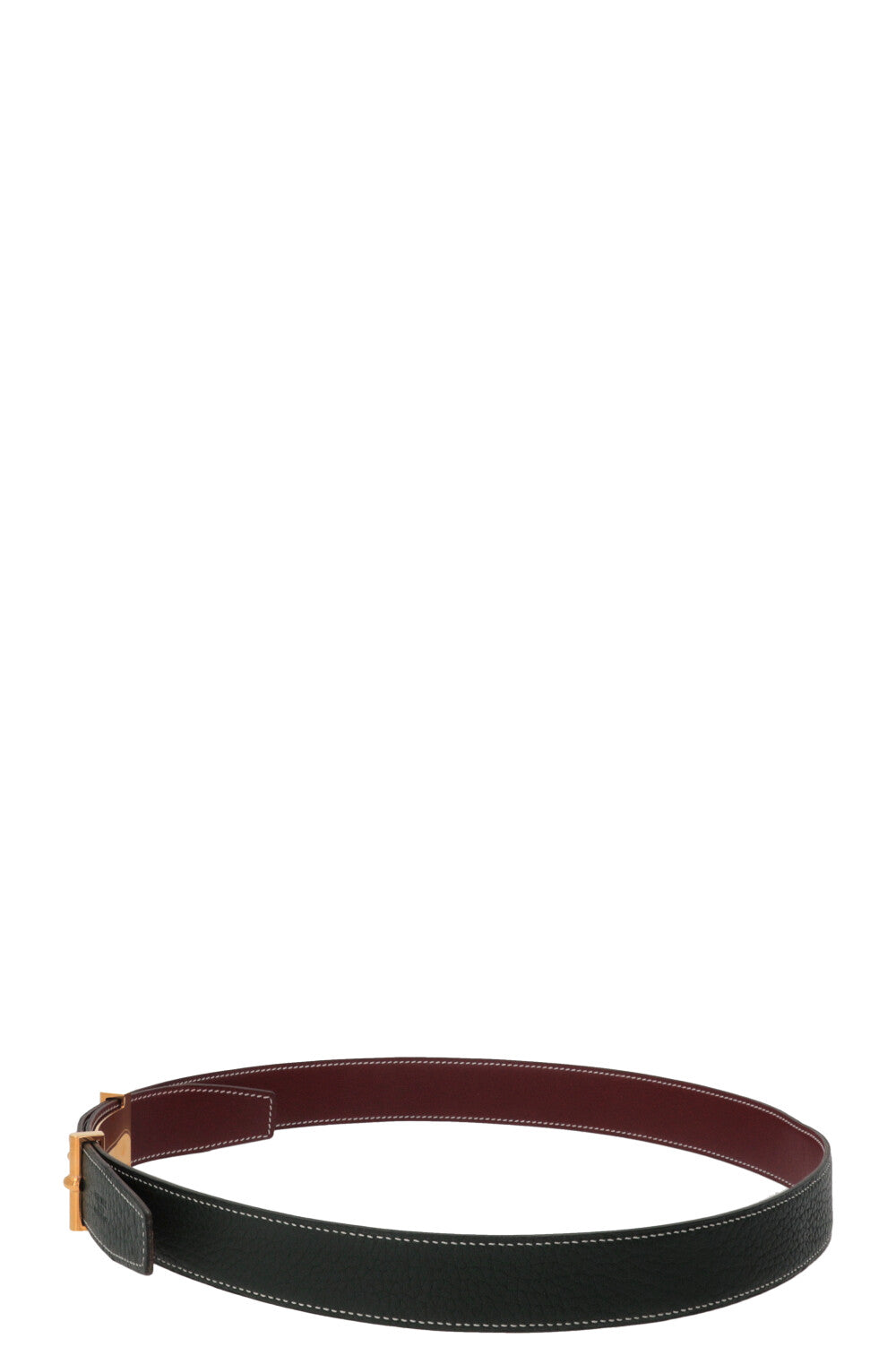 HERMÈS Mors Reversible Belt Leather Green Burgundy