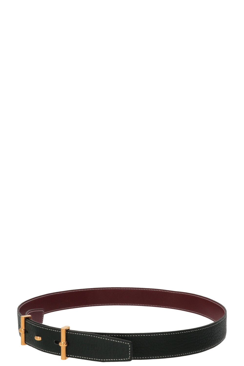 HERMÈS Mors Reversible Belt Leather Green Burgundy