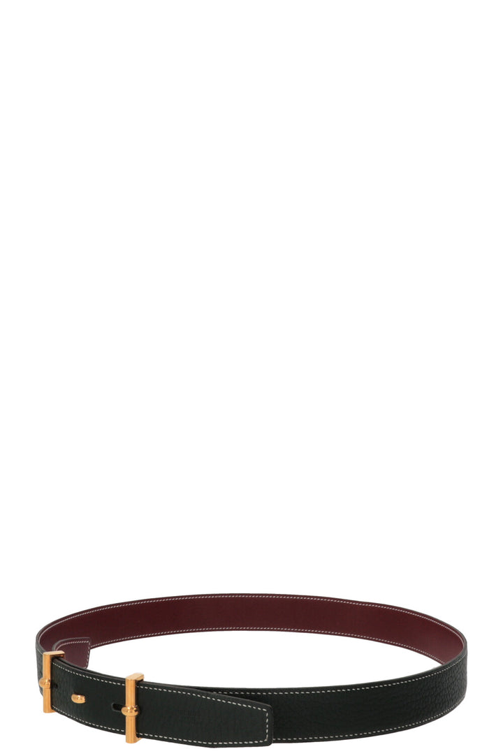 HERMÈS Mors Reversible Belt Leather Green Burgundy