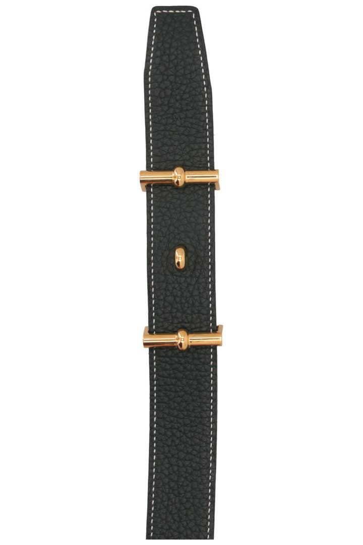 HERMÈS Mors Reversible Belt Leather Green Burgundy