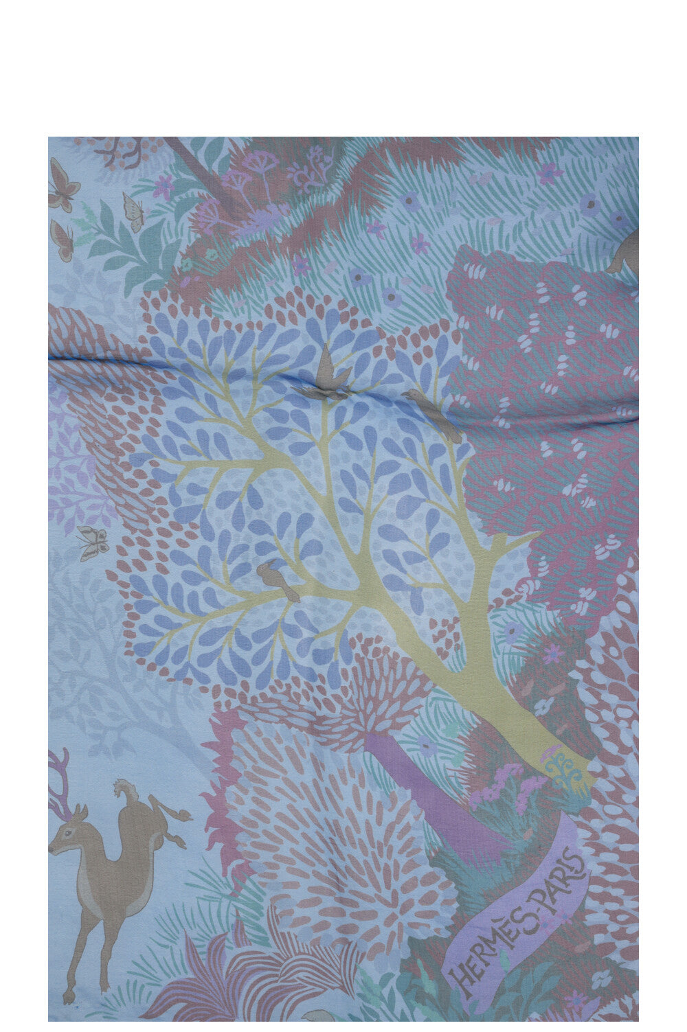 HERMÈS Carré 140 Mousseline de soie Dans un Jardin Anglais Bleu