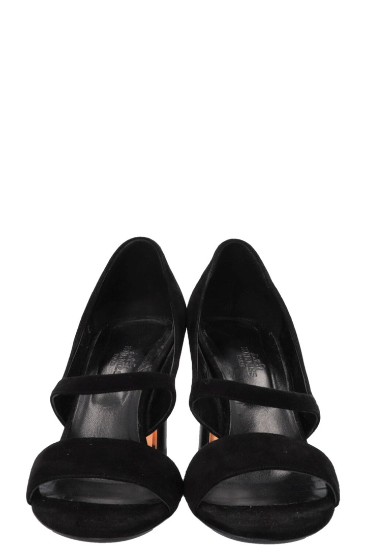 HERMÈS Muse Heels 80 Suede Black