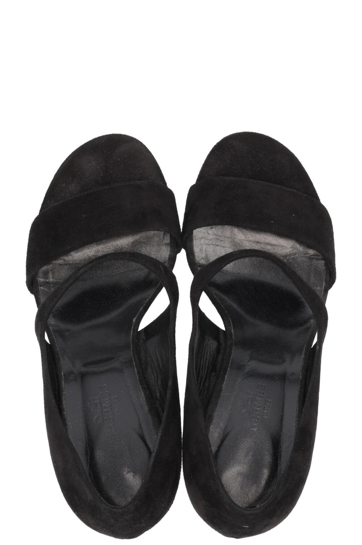 HERMÈS Muse Heels 80 Suede Black