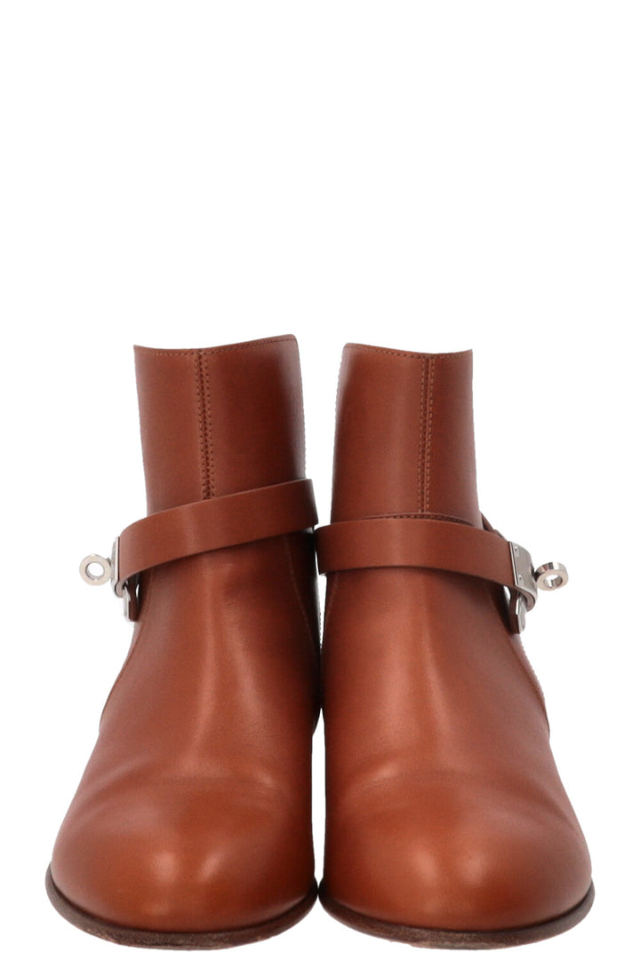 HERMÈS Néo Ankle Boots Leather Cognac