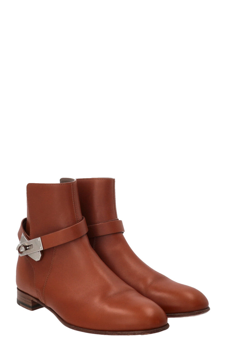 HERMÈS Néo Ankle Boots Leather Cognac