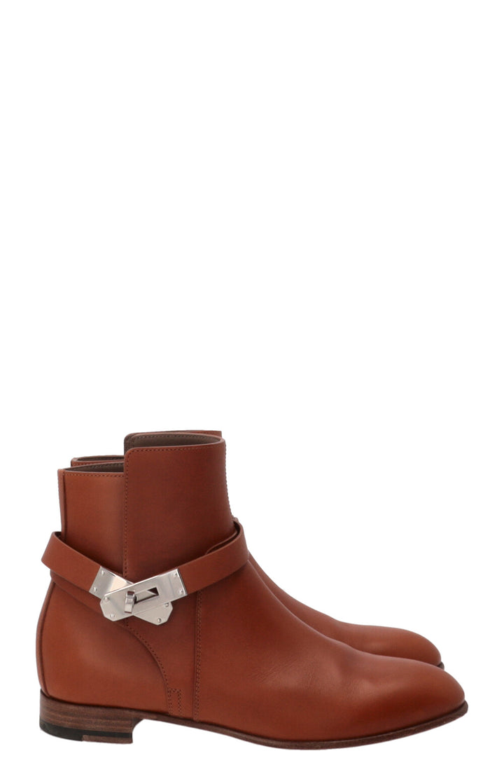 HERMÈS Néo Ankle Boots Leather Cognac